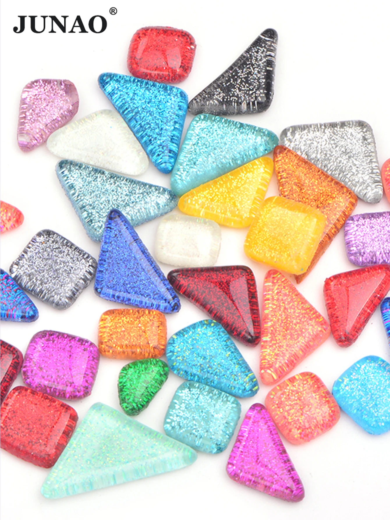 JUNAO 20pcs Mix Color Mosaic Glass Stones Glass Mosalic Tiles Glass Pebbles Crafts Material Children Puzzle DIY Mosaic Making