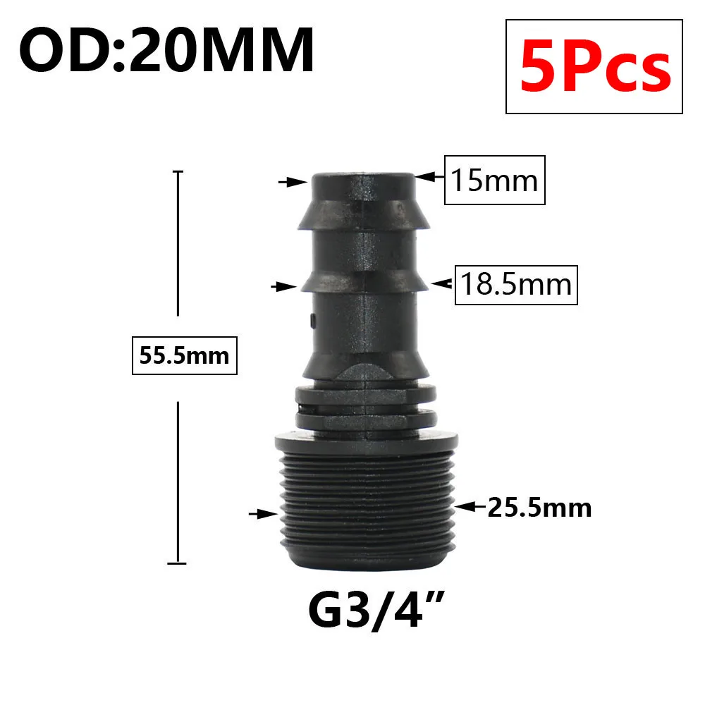 5pc 16/20/25/32mm Garten Schlauch PE Rohr Barb Anschluss 1/2 3/4 1 "Gewinde gerade Ellenbogen Koppler Fitting Bauernhof Bewässerung Gelenke