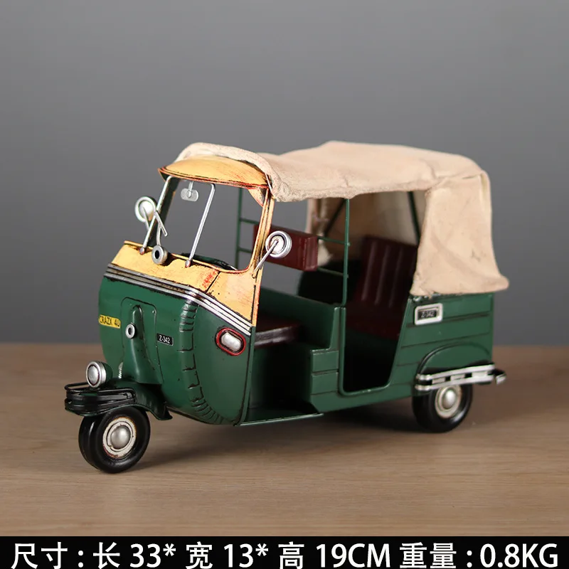 Tuktuk Retro de la India del sudeste asiático, modelo de triciclo de Taxi, accesorios de decoración de ventana de coche Retro