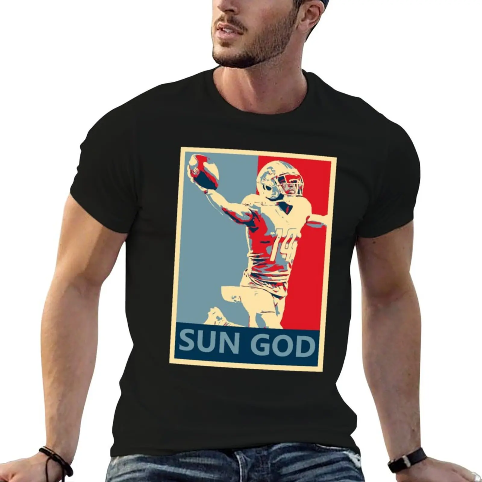 

Amon-Ra St Brown Lions Sun God Campaign Poster T-Shirt cotton t shirts high quality t shirt man luxury T-Shirt