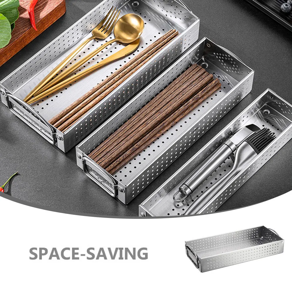 

Large Capacity Stainless Steel Chopstick Cage 304 Utensil Storage Box Rectangular Drainage Design Multi for Household