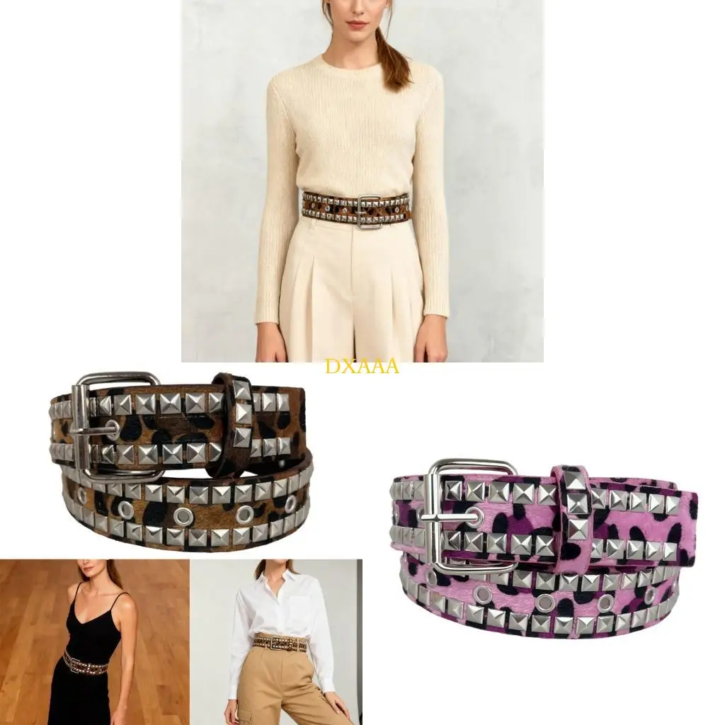 

DXAA Trendy Furry Leopard Design Belt Lightweight Comfort Belt for Daily Use Outfits