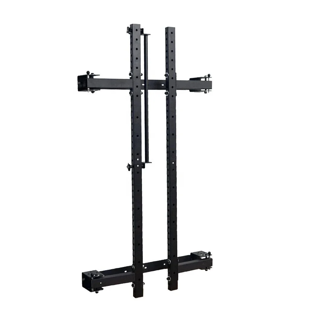 power wall mount fold squat rack with fold bench