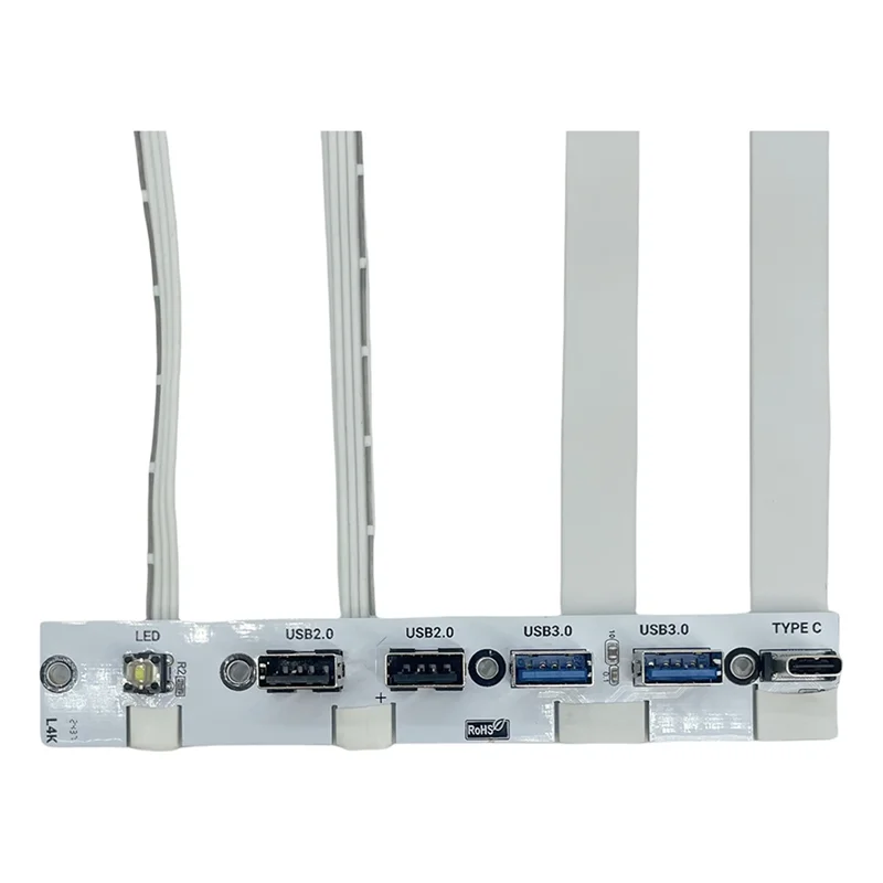 B24B USB 3.0 Hub Panel Depan Panel IO 2-Port USB3.0+2-Port USB2.0+1-Port TYPE-C 20G+LED Switch untuk Casing PC Desktop