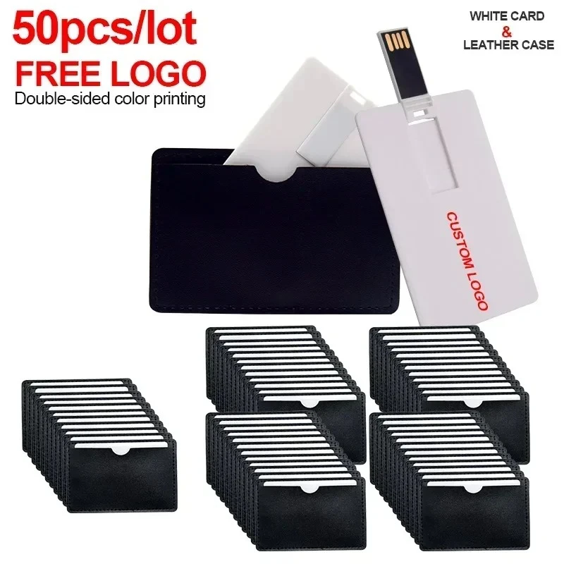 

50pcs/lot Free Custom Logo Credit Card USB Flash Drive 4GB 8GB 16GB 32GB 64GB High Speed USB 2.0 Pendrive Memory Stick for Gifts