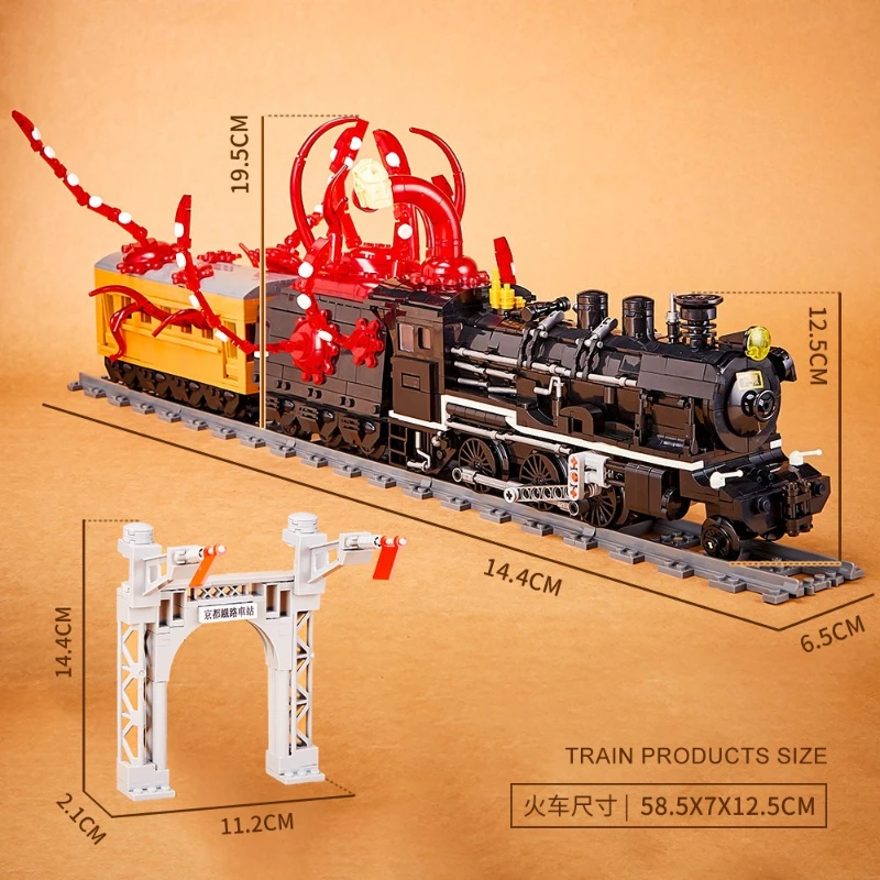 Retro Infinite Steam Train Building Blocks, Small Particle Assembled Model, Desktop Collectible Display Ornament