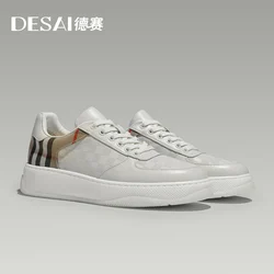 Desai Breathable genuine leather slip-on shoes with thick soles for height increase casual shoes for commuting versatile