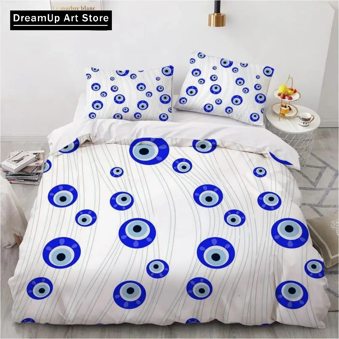 Mandala Duvet Cover Set Hamsa Hand With Inner Eye Evil Eyes Eastern Art Bedding Set Quilt Cover Twin Single Full Queen King Size