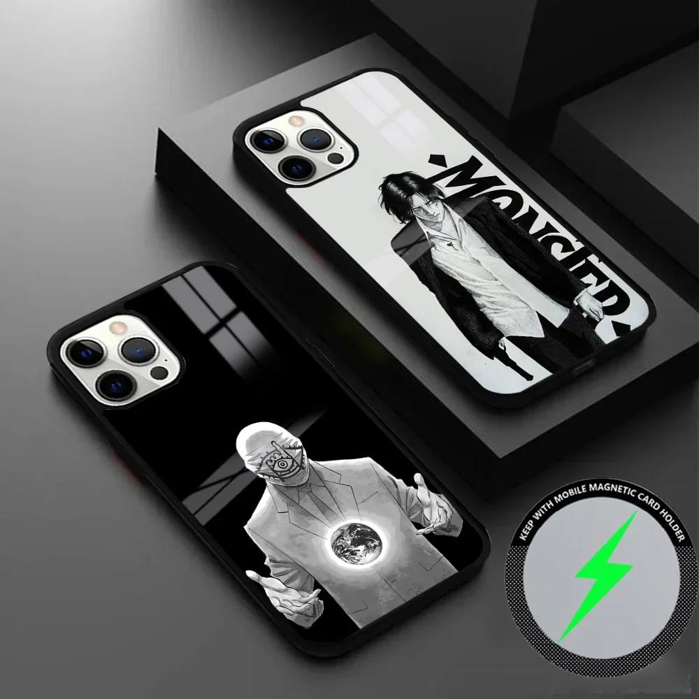 N-Naoki Urasawa S Monster Phone Case For IPhone 16 15 14 13 12 11 Pro Max Plus Mini Magsafe Mirror Wireless Magnetic Cover