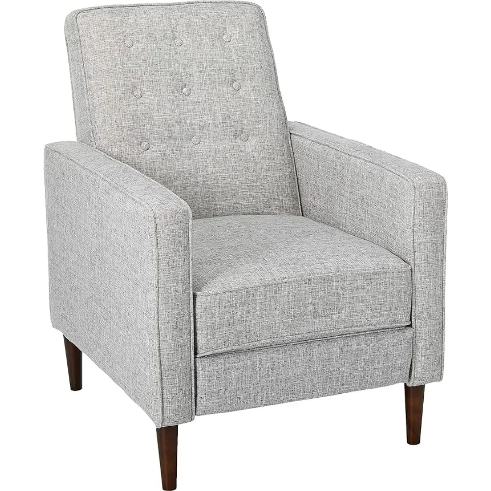 

Living room chair Macedonian medieval modern tufted back fabric chaise longue in light grey