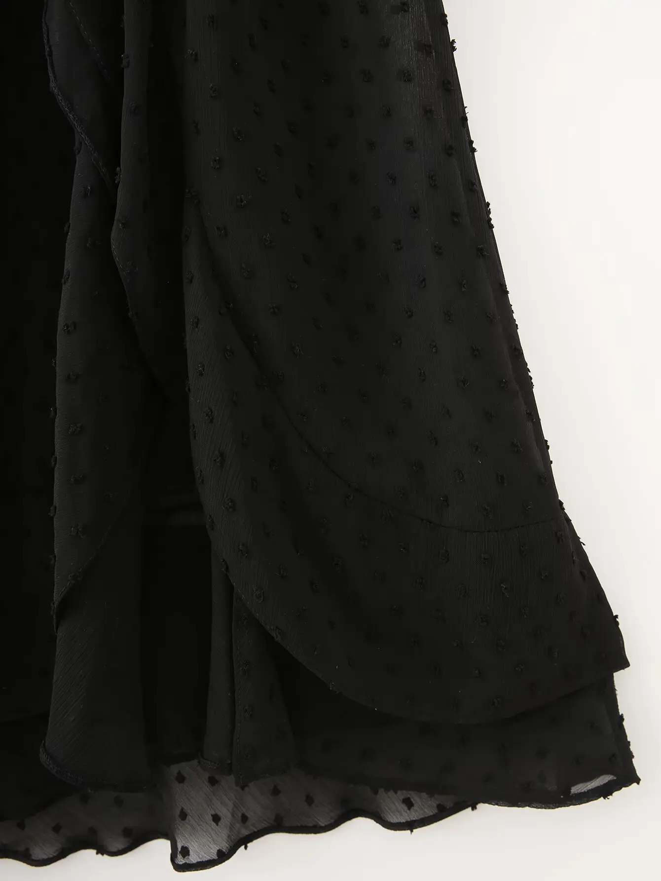 2025 NOVEDAD DE VERANO ropa de mujer temperamento decoración en capas vestido de gasa de manga larga con cuello en V