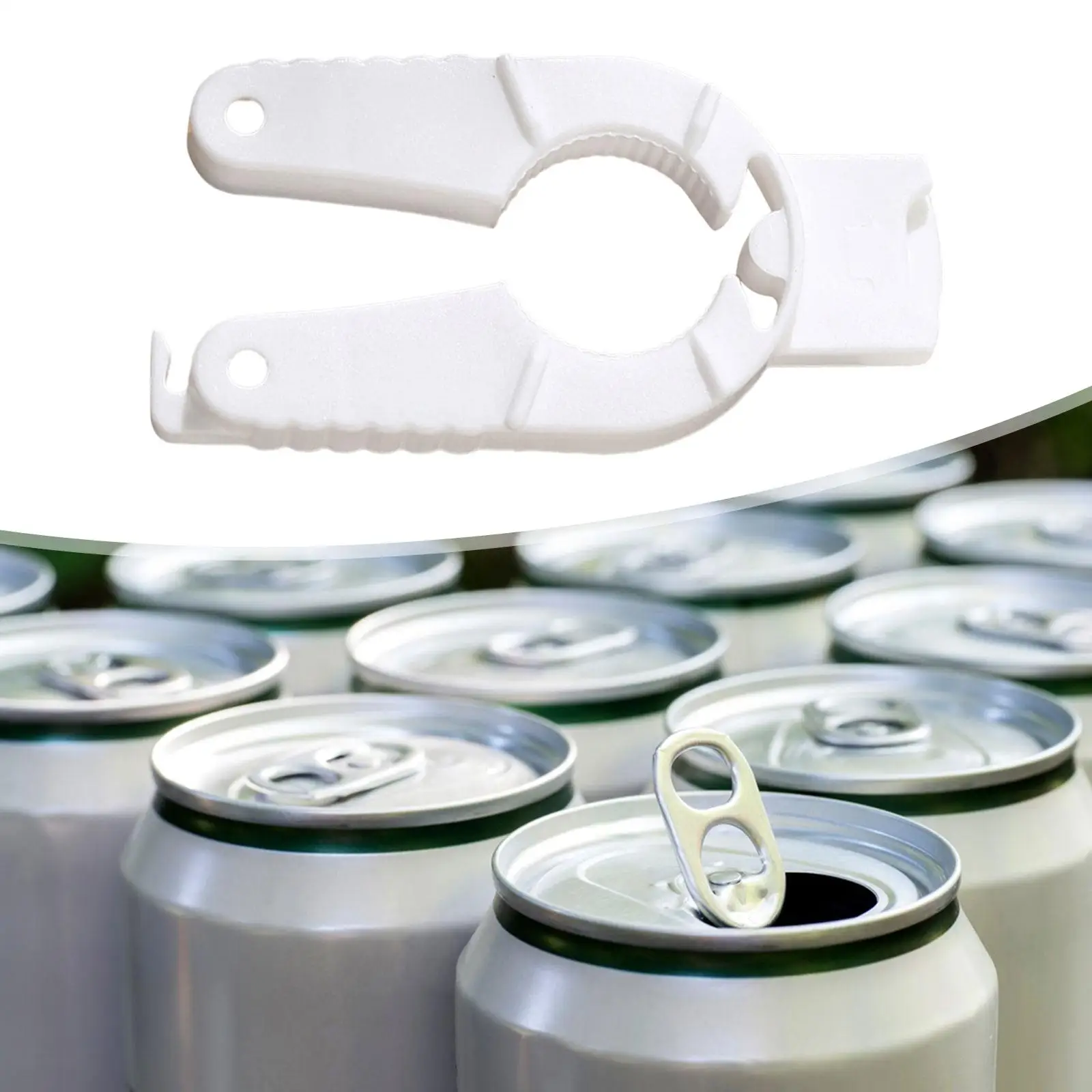 Portable Plastic Bottle Opener Multifunctional Lid Seal Remover Groove Design Curved Hook for Pull Tabs Cans Kitchen Dining Room