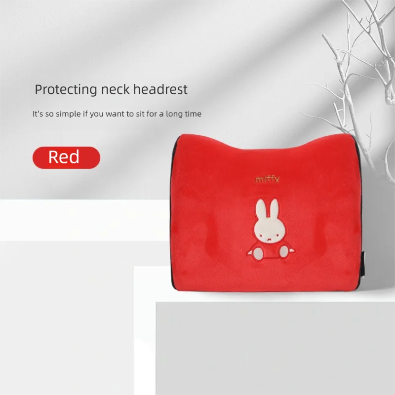 ใหม่ Miffy รถหมอนสนับสนุนเอว Kawaii การ์ตูนเย็บปักถักร้อย Miffy หน่วยความจําผ้าฝ้าย Headrest รถคอหมอนรถคอหมอน