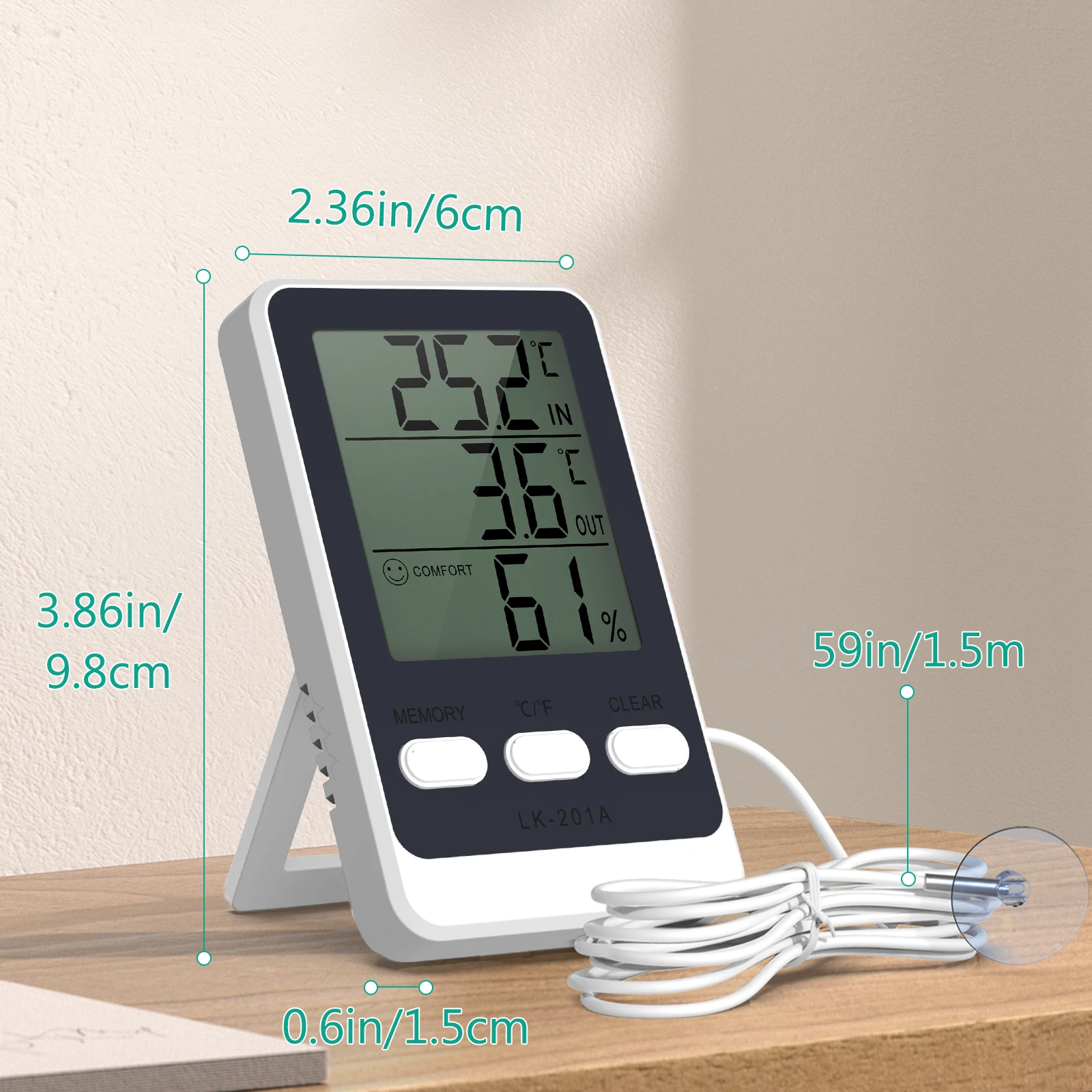 ORIA Digital Refrigerator Thermometer Fridge Thermometer with Probe Indoor Outdoor Temperature Monitor for Aquarium Fish Tank