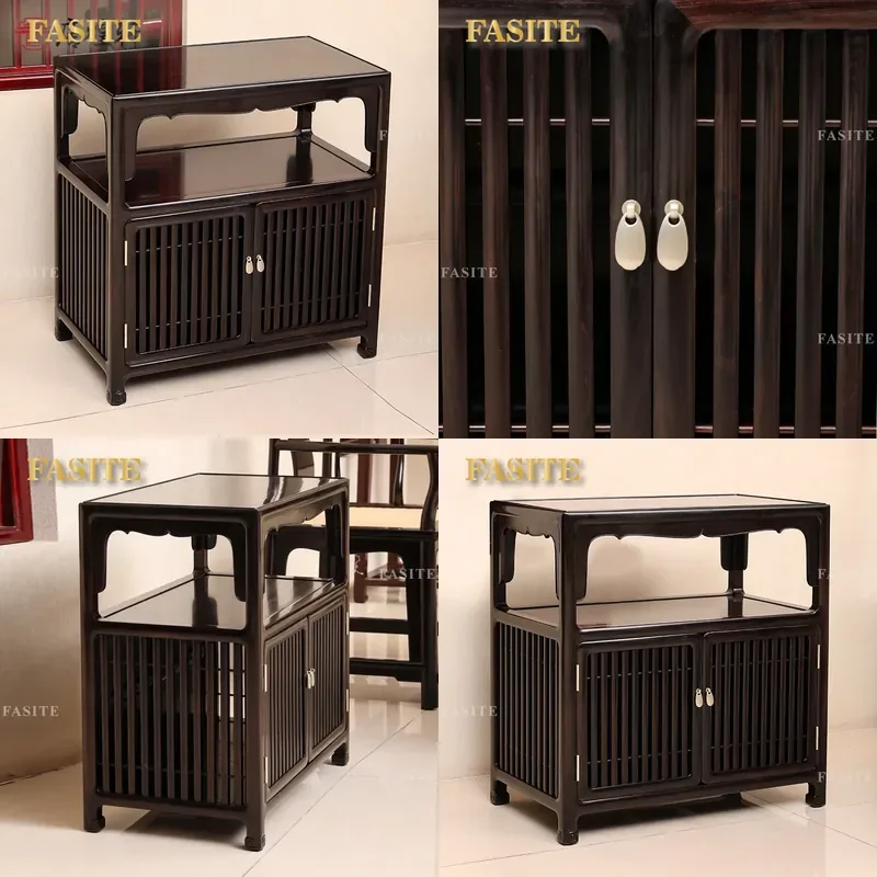 For New Chinese Style Mahogany Red Sandalwood Solid Wood Side Cabinet with Drawer Rack Wall Storage Furniture