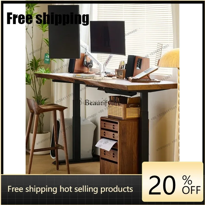 HJ Solid wood electric lifting home office desk intelligent learning workbench