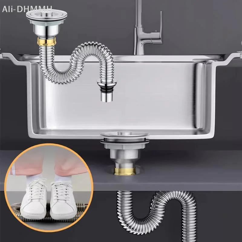 ZLinKJ Kitchen Sink Drain Filter Food Safe Stainless Steel Single Slot Universal Drain Pipe Prevents Clogging for Home Kitchens