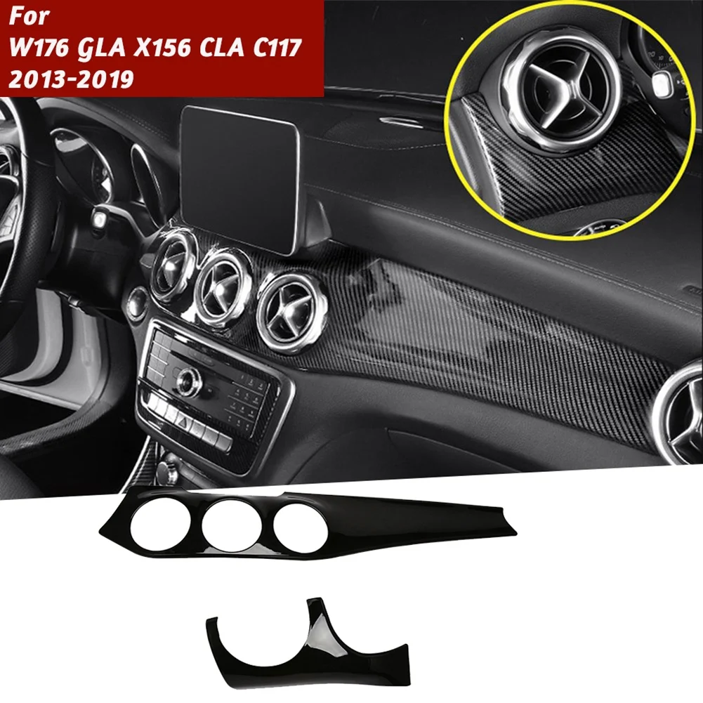 2Pcs Dashboard Air Condition Panel Trim Strip & Air Outlet Panel For Mercedes Benz W176 GLA X156 CLA C117 13-19 LHD