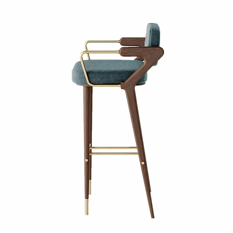 Creative luxury armrest bar stool designer design metal armrest handmade wood frame sturdy and environmentally friendly