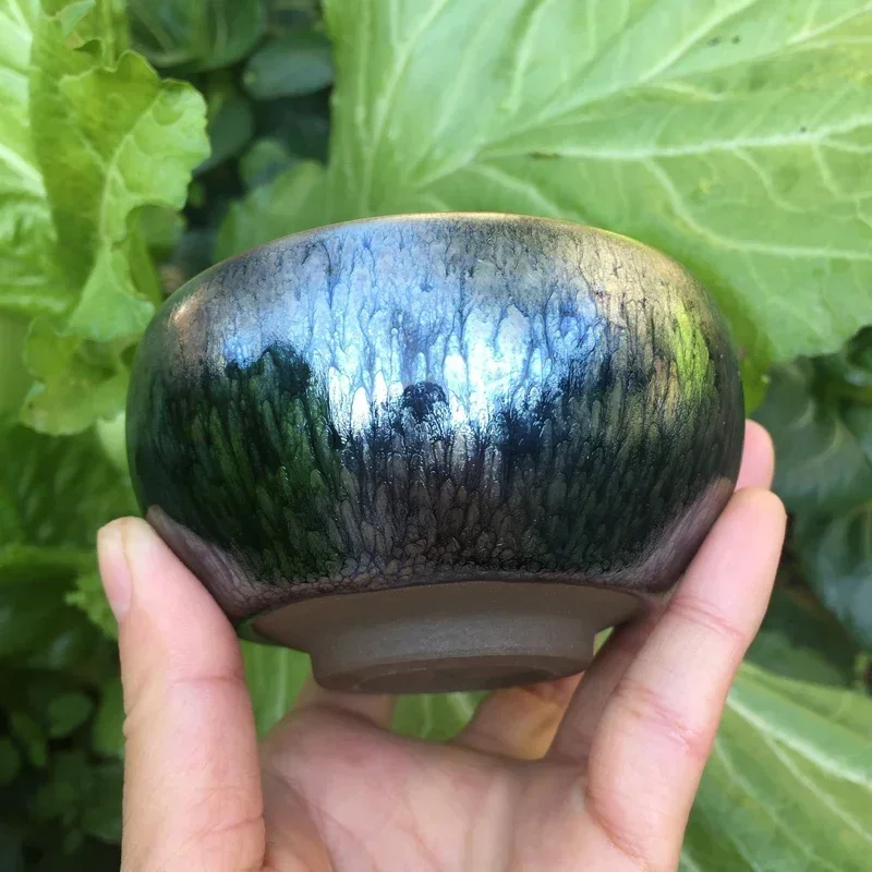 

Jianzhan Hundred Flower Tenmokus Cups Ceramic Tea Bowl Natural Clay Ore Kiln Fired Chinese Ancient Crafts