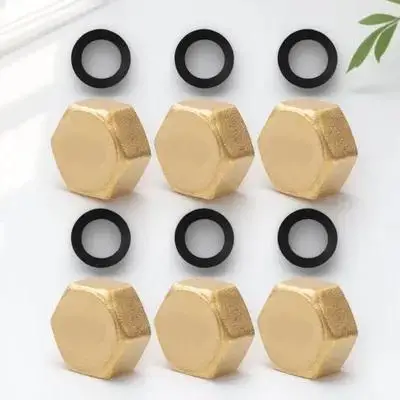 

6pcs 1/2" Garden Hose End Cap Brass Faucet Cap With Rubber Washer For Outdoor Water Pipe Stopper Plug Spigot Seal Winter