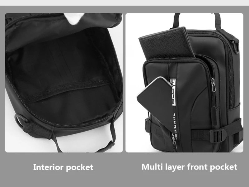 Multifunction Patent Nylon Chest Bag Men Waterproof Men Crossbody Bag Anti-theft Travel Bag Male USB Charging Chest Bag Pack