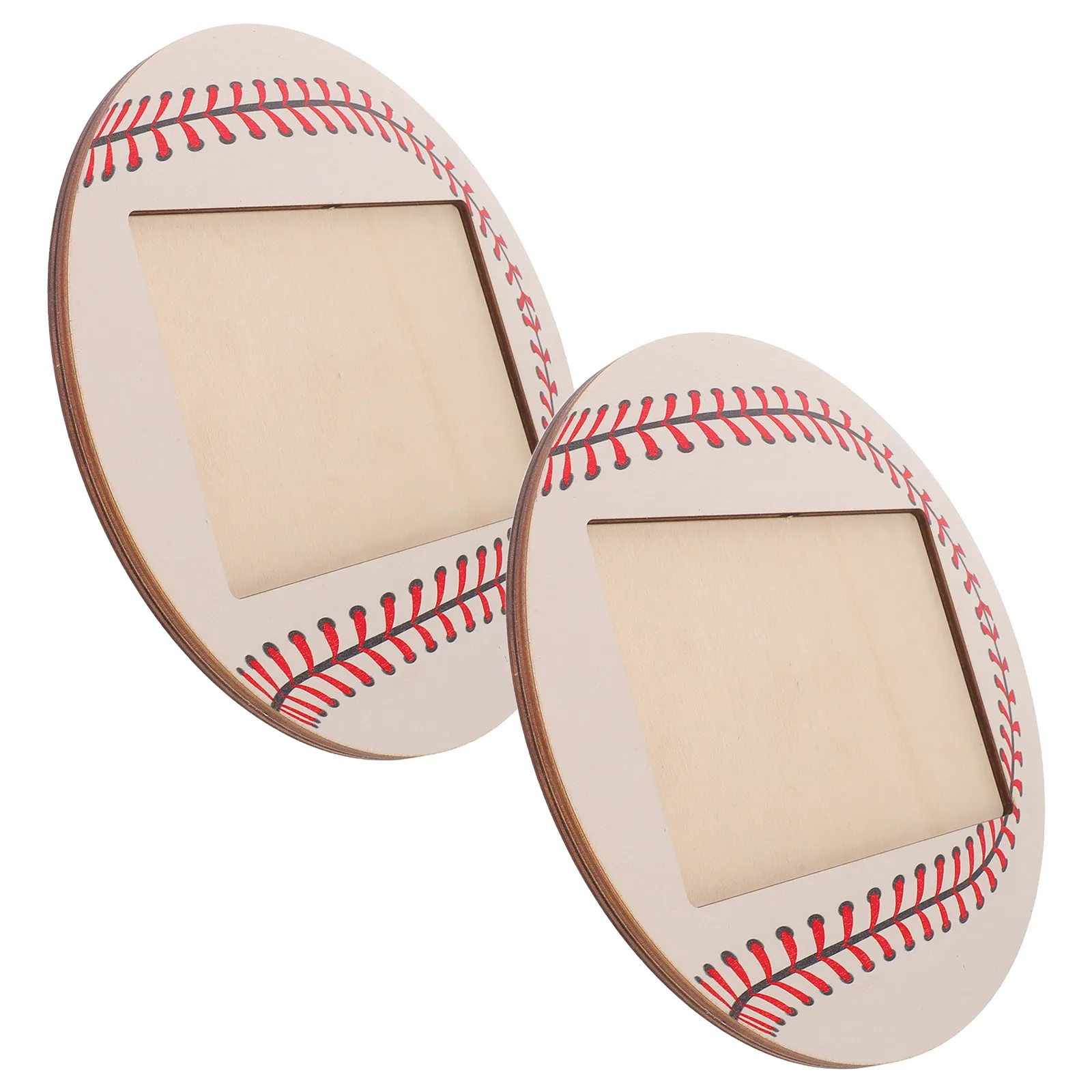 2Pcs Wood Baseball Picture Frame Natural Grain Design 4x6 Photo Frame Tabletop Display Sports Team Awards Memorabilia Gift