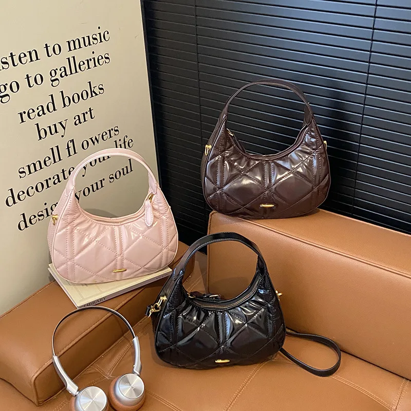 

Fashion Versatile Solid Color Glossy Handbag, Exquisite Foreign Style Women's Oblique Span Bag Bags for Women