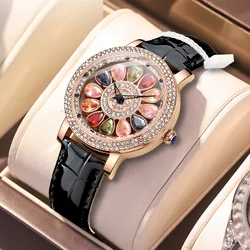 Fashion Rhinestone Women Watches Luxury Rose Gold Rotable Dial Design Casual Quartz Wristwatch for Female Waterproof Top Brand