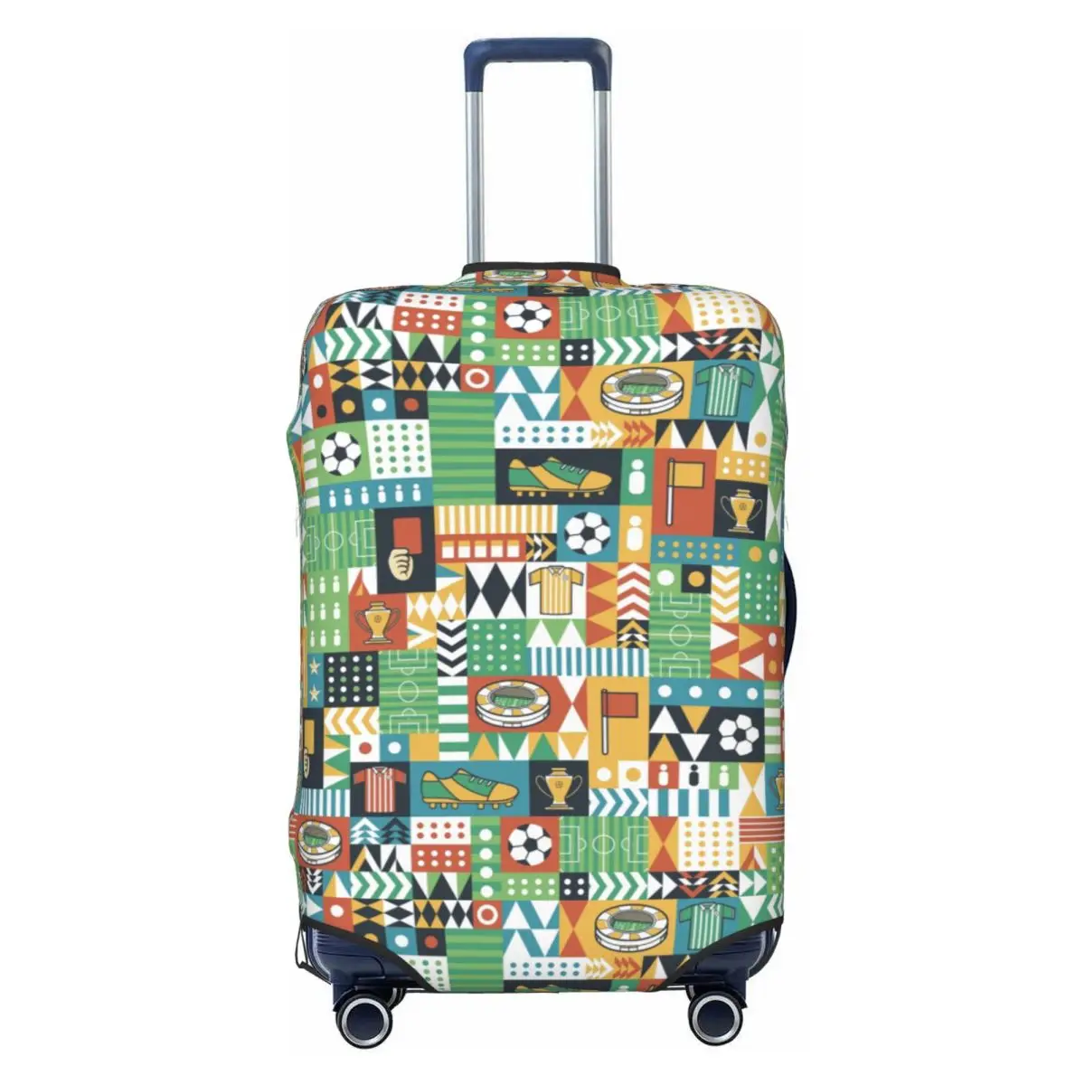 Geometric Soccer Football Sport Patchwork Travel Luggage Cover Dust Proof Suitcase Cover Protector Fit 18-32 Inch