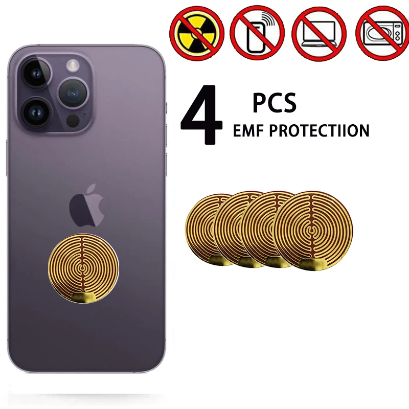 4PCS ANTI-Radiation Stickers for Smart Phone Laptops iPad Electronic Devices Shield All Home Appliances EMF Protection