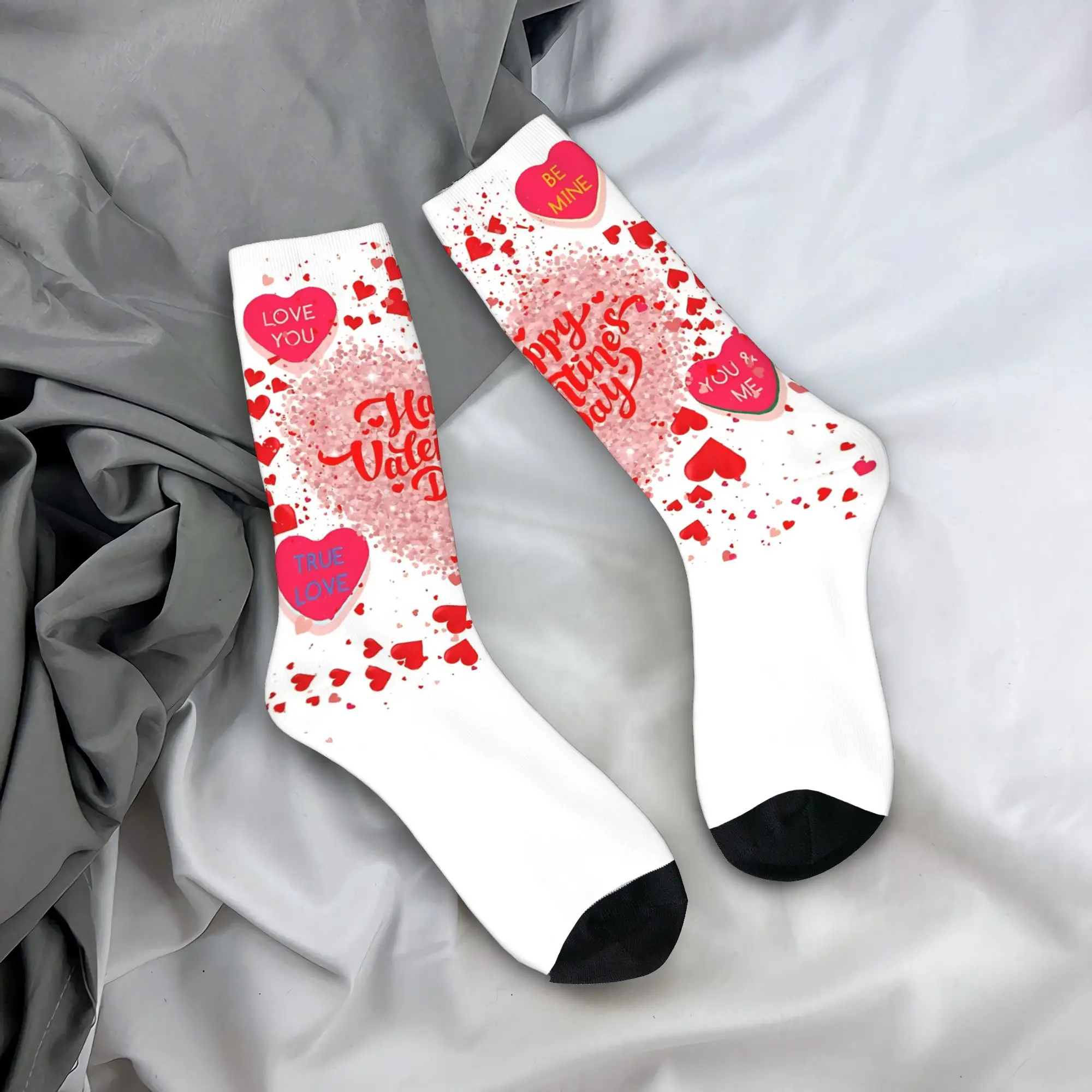 

Men's Socks Happy Valentine's Day Red Heart Stockings Spring Vintage Soft Socks Printed Outdoor Sports Anti Skid Socks