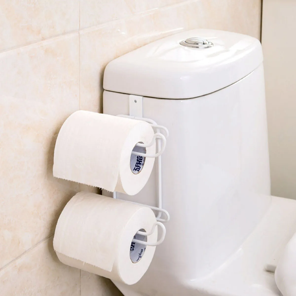 2 Roll Toilet Paper Tissue Rack Hanging Holder Cabinet Door Kitchen Bathroom Paper Organizer Tissue Holder Hanging Hook