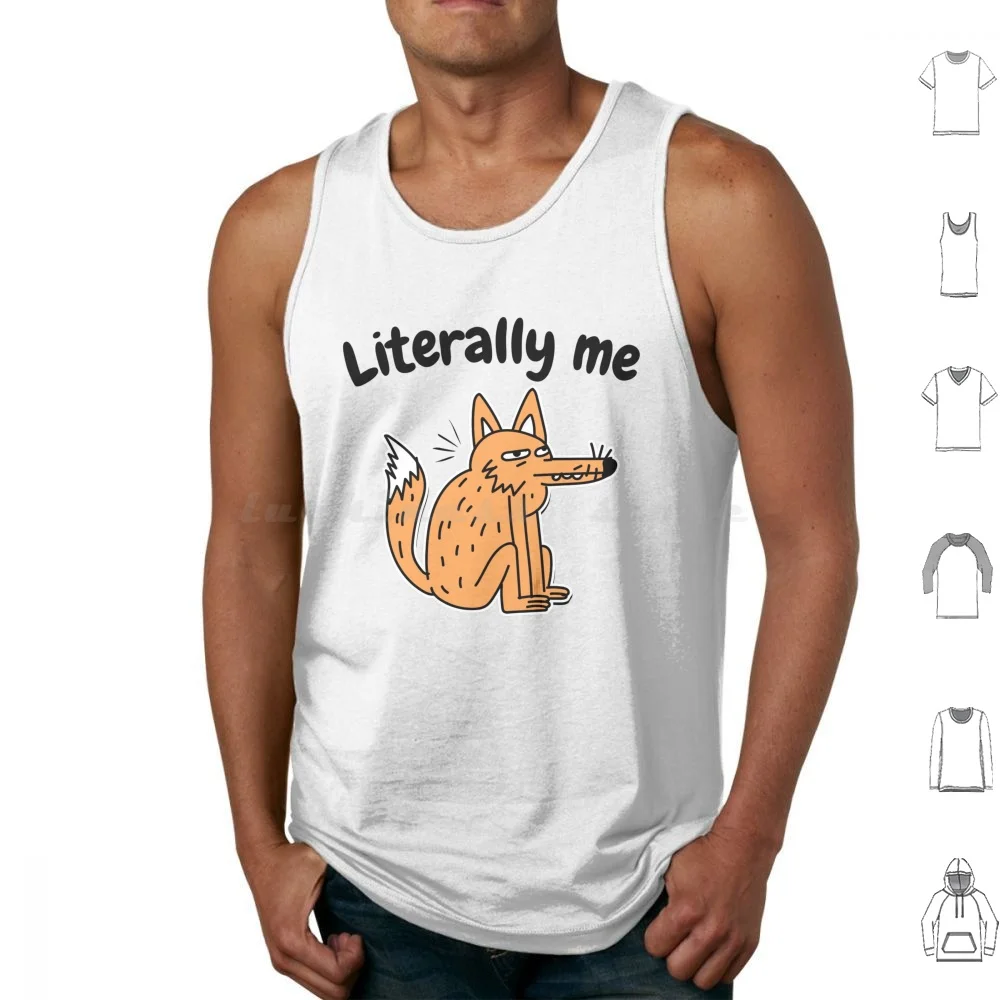 Literally Me Sitting Wolf Funny Wolf Meme Joke Tank Tops Print Cotton Literally Me Wolf Sitting Wolf Wolf Meme Werewolf
