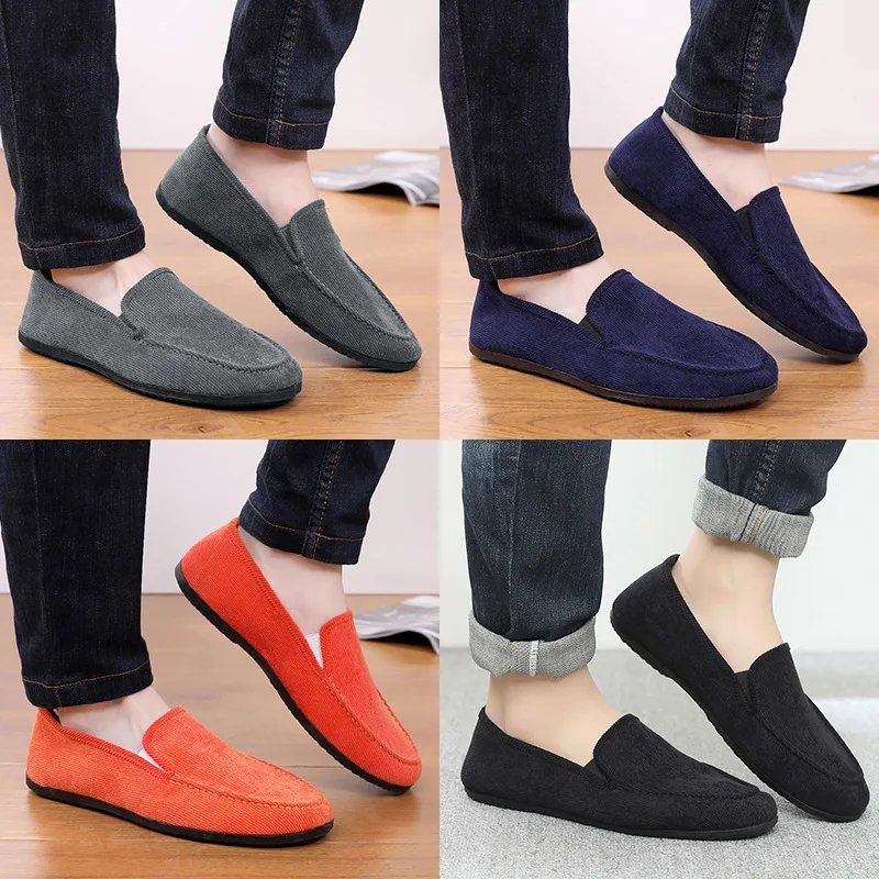 

Men Loafers Shoes Fashion Soft Tennis Moccasins Canvas Slip-On Casual Sneakers Outdoor Walking Footwear Vintage Men Black Shoes