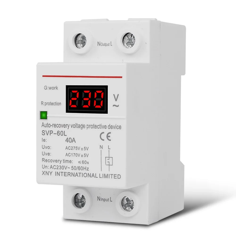Protective Device Voltage Protective Recovery Time 60s 35mm DIN Rail Loading Power 40A Circuit Protection Life 100000 Times