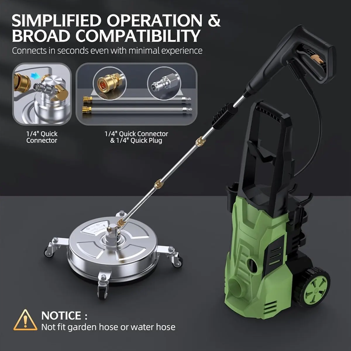 A63I 14inch Pressure Washer -Cleaner 4500 PSI with 304 Industrial-Grade Stainless Steel Housing,1/4inch Quick Plug