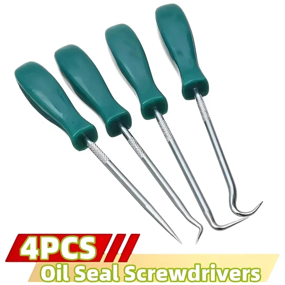4Pcs Car Auto Vehicle Oil Seal Screwdrivers Set O-Ring Seal Gasket Puller Remover Pick Hooks Repair Extractor Garage