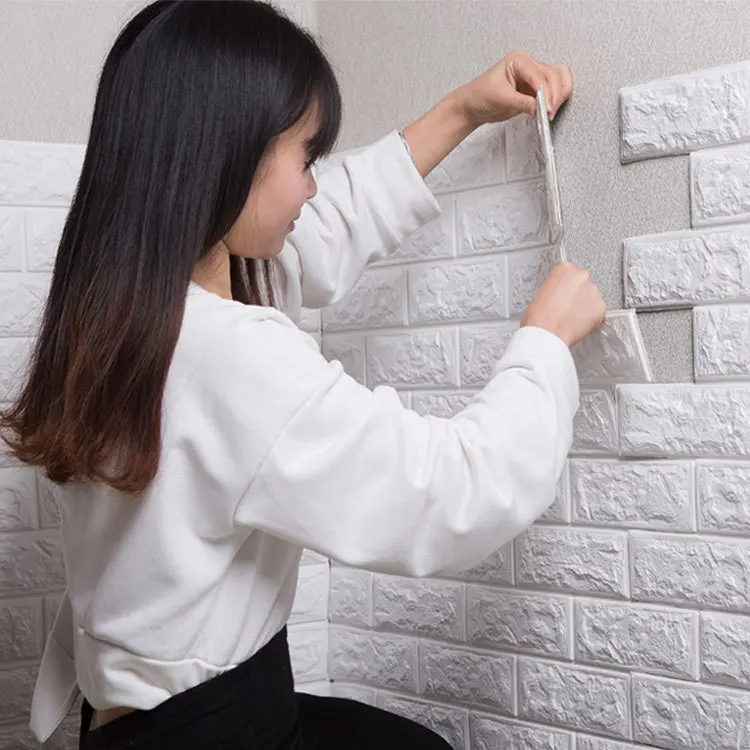 DIY Self Adhensive 3D Brick Wall Stickers Living Room Decor Foam Waterproof Wall Covering For Kids Room TV