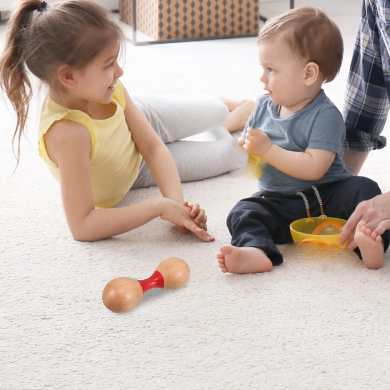 

Wooden Double-Headed Maracas Shaker Infant Toddler Percussion Instrument Baby Handheld Musical Shakers for Kids