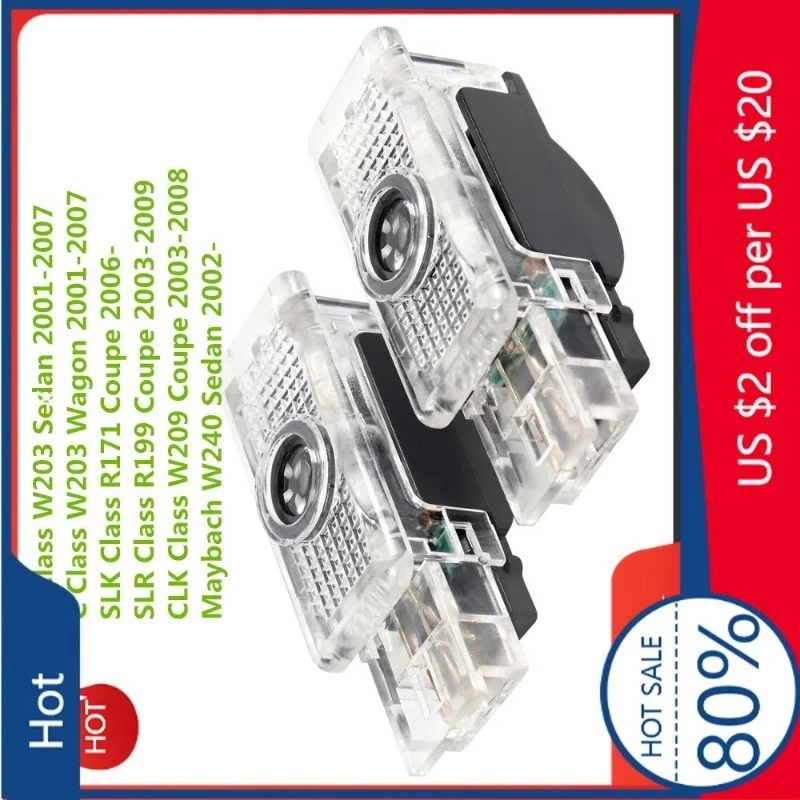 

Для MERCEDES-BENZ 2026 Горячая автомобильная наклейка 2X светодиодная дверь автомобиля Добро пожаловать логотип проектор Ghost Shadow Light аксессуары для Mercedes Benz C