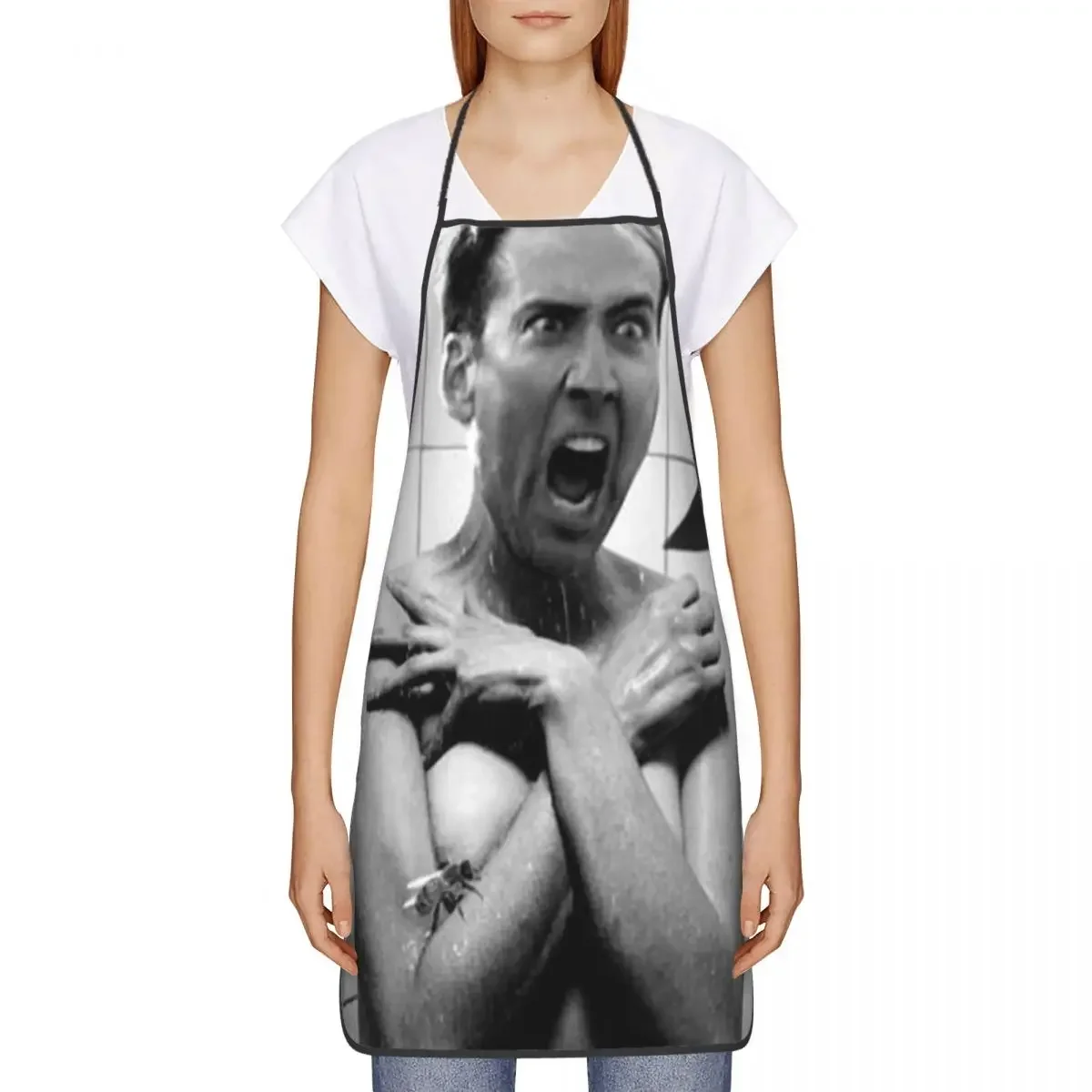 Custom Bib Nicolas Cage Apron for Men Women Unisex Adult Chef Cooking Kitchen Funny Meme Tablier Cuisine Gardening