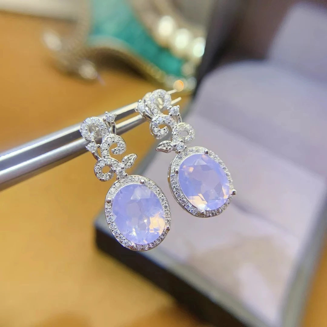 Affordable Luxury 925 Silver Drop Earrings 8mm*10mm Natural Amethyst Citrine Topaz Earrings with 18K Gold Plating