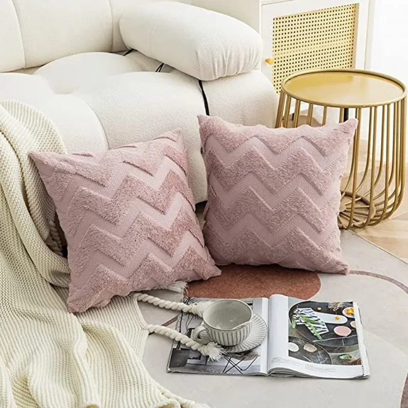 

Inyahome Set of 2 Plush Decorative Throw Pillow Cover Luxury Style Cushion Pillow Case Sofa Office Bedroom Square Coussin Canapé
