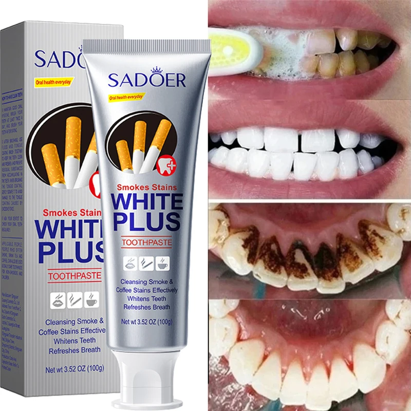 Teeth Bleaching Whitening Toothpaste - Fast Remove Smoke/Coffee/Tea Stains Plaque Clean Fresh Breath
