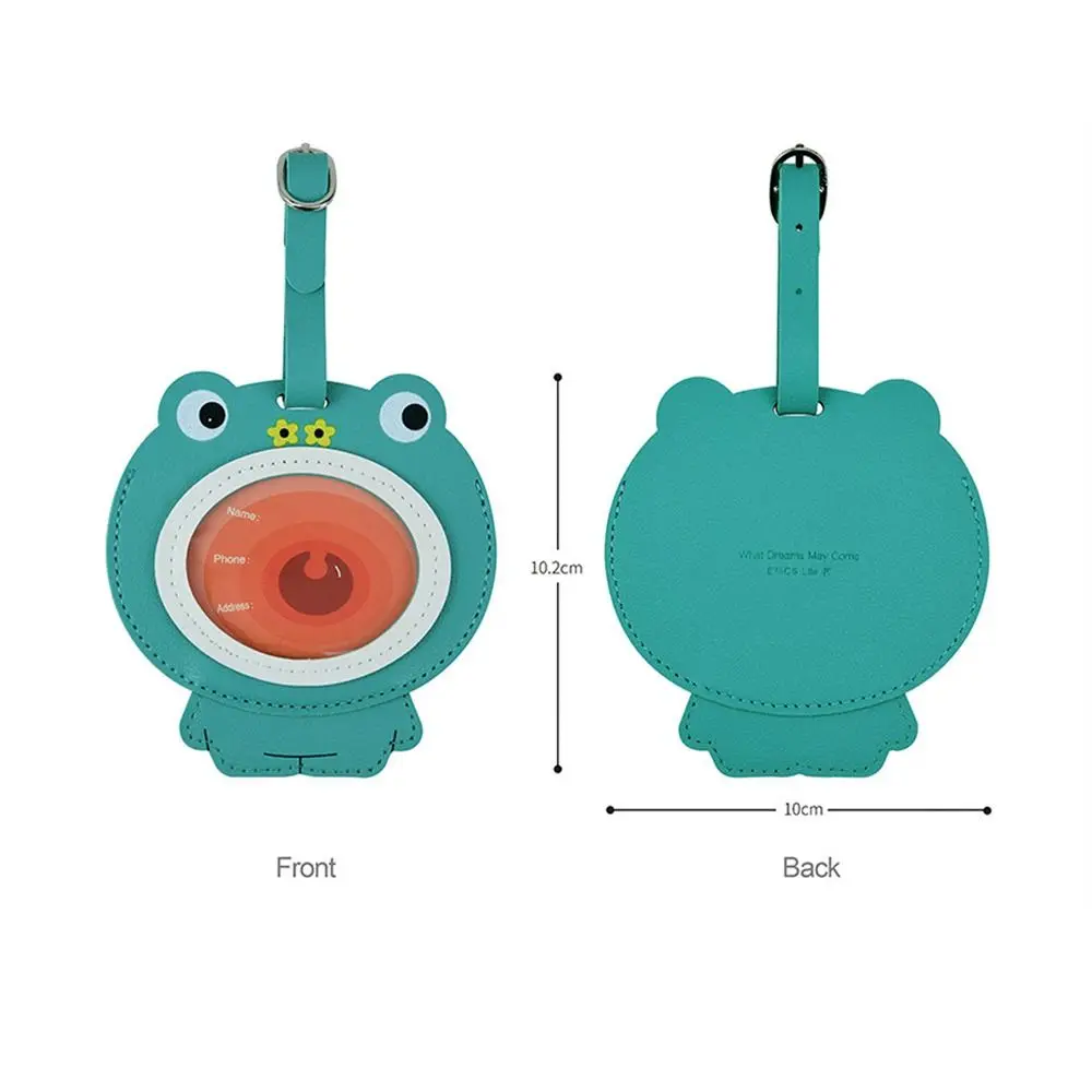 Кожаные бирки для багажа, милый ПВХ бирка с большим ртом животного, именная бирка с защитой от потери, бирка для багажа, маленький подарок