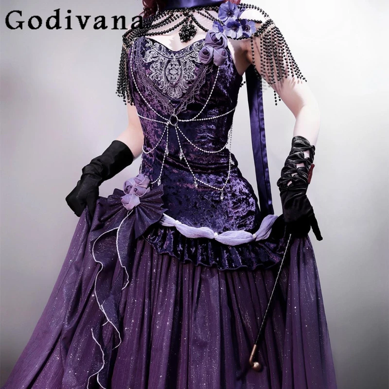 

Daily Lolita Dress for Women Sleeveless Elegant Vintage Suspender Dress Set Female High Waist Vintage Lolita Long Dress