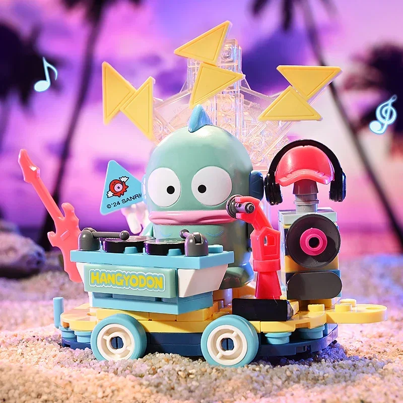 Sanrio série blocos de construção hangyodon kuromi olá kitty melodia flor modelo carro tijolos decoração desktop crianças brinquedos diy presentes