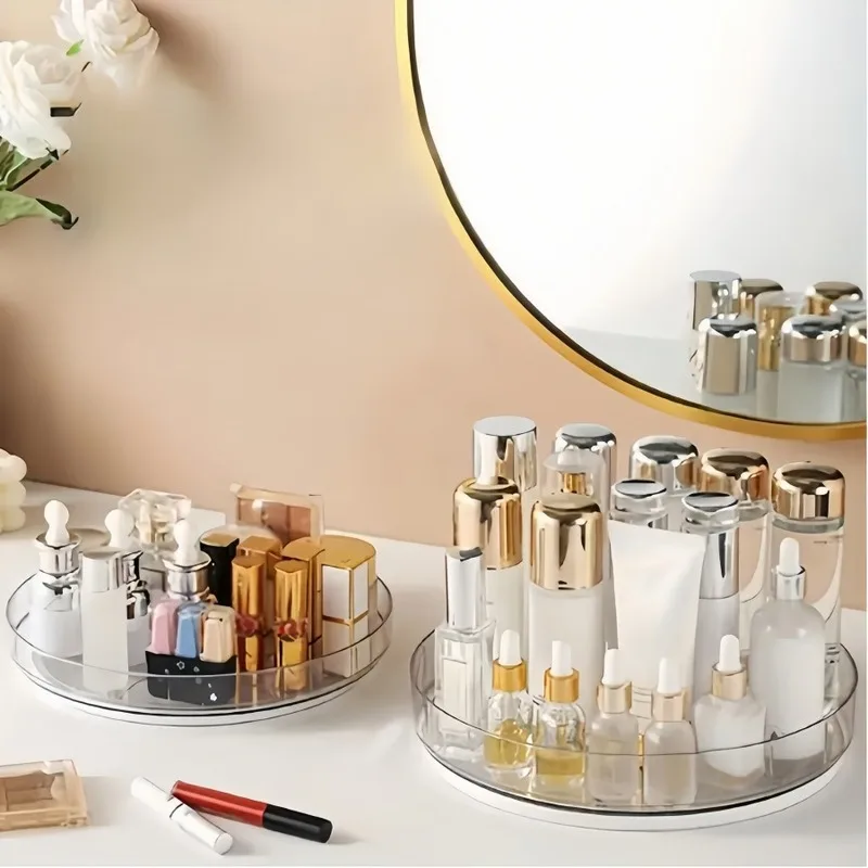 Turntable Organizer Multifunction Clear Rotating Storage Trays Plastic Kitchen Turntable Spice Rack Cosmetic Makeup Organizer