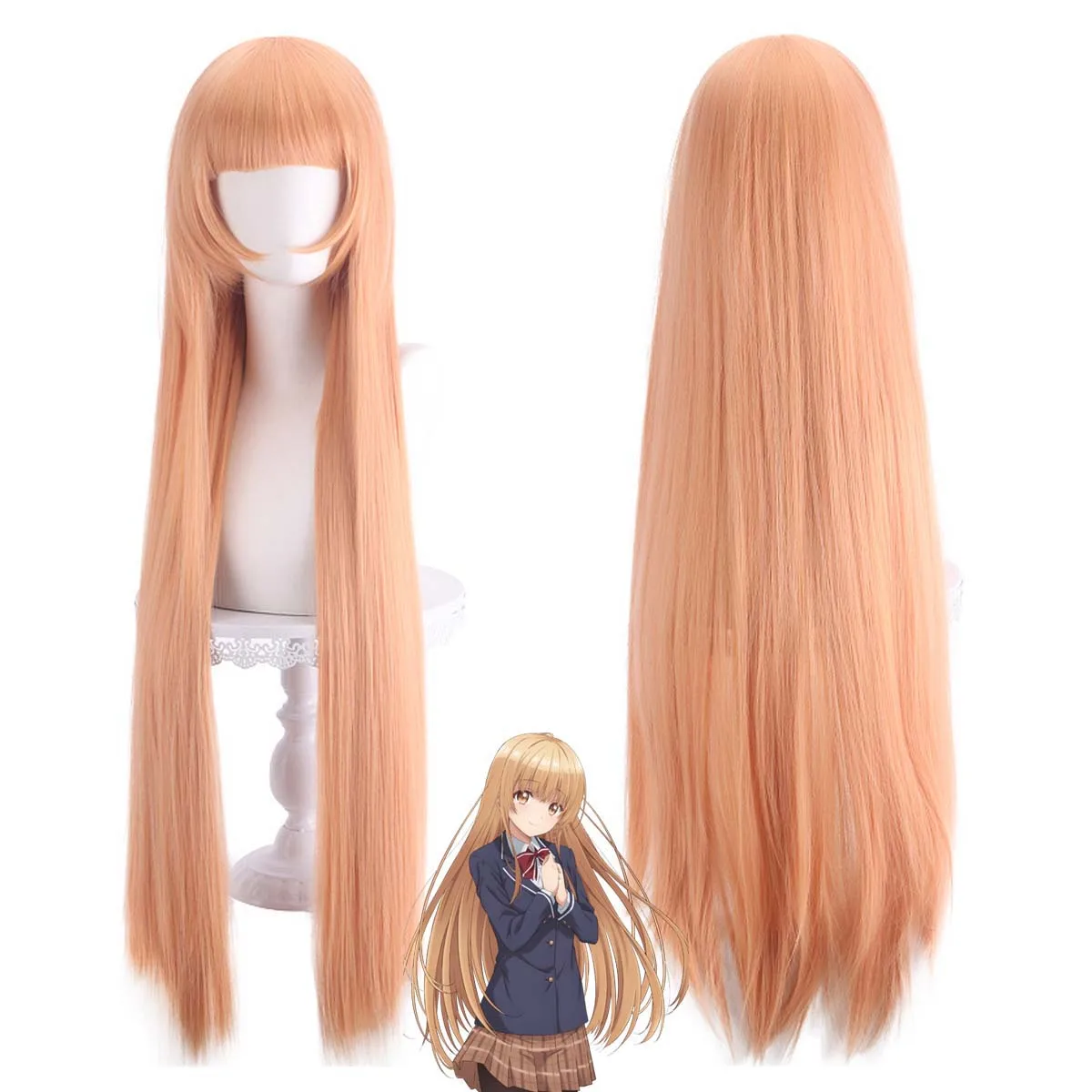Anime the Angel Next Door Spoils Me Rotten Angel Mahiru Shiina Long Orange Wig